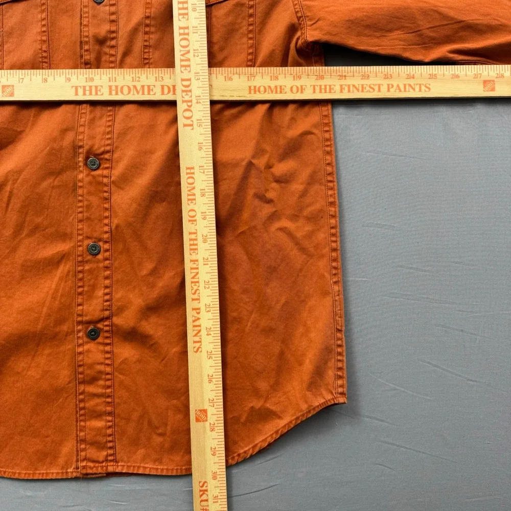 Columbia Mens Small Burnt Orange Cotton Long Sleeve Button Down Utility Shirt‎